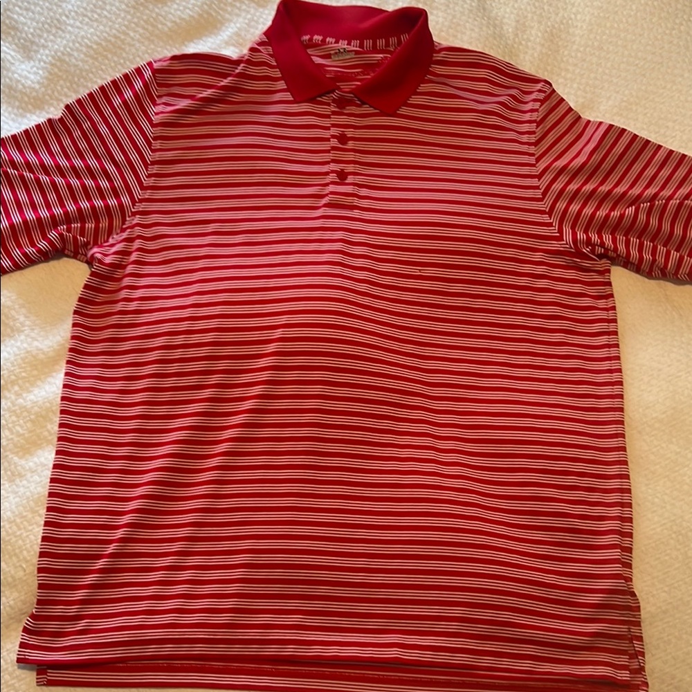 Under Armour Red Striped Men's Polo Shirt Golf Shirt XL
